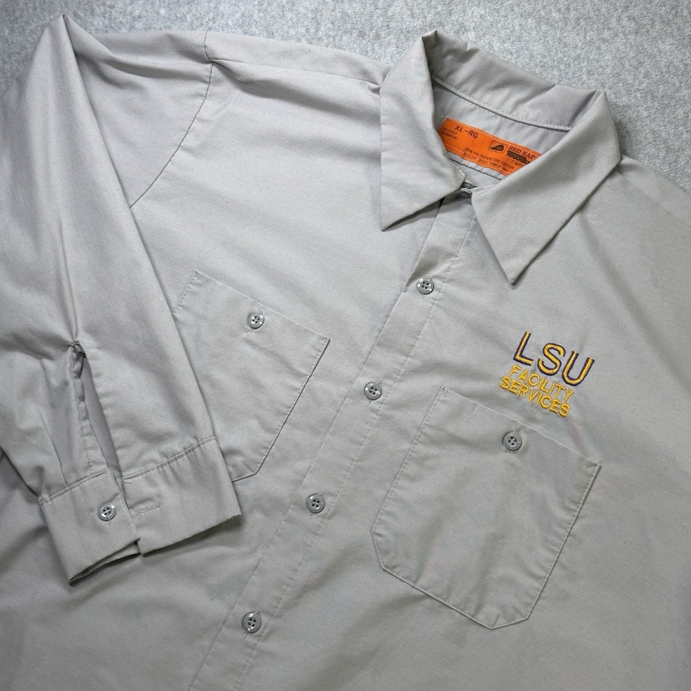Red Kap LSU‎ Facility Services Work Shirt XL Made USA Vintage Workwear